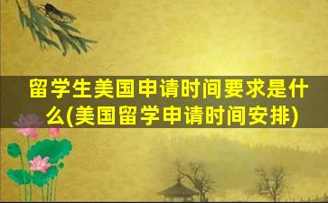 留学生美国申请时间要求是什么(美国留学申请时间安排)