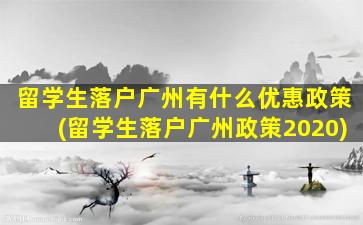 留学生落户广州有什么优惠政策(留学生落户广州政策2020)