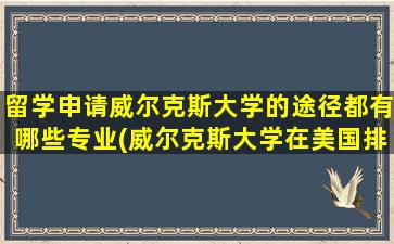 留学申请威尔克斯大学的途径都有哪些专业(威尔克斯大学在美国排名)