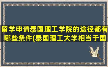 留学申请泰国理工学院的途径都有哪些条件(泰国理工大学相当于国内哪些大学)