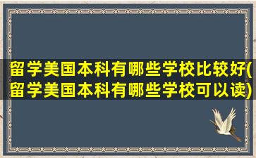 留学美国本科有哪些学校比较好(留学美国本科有哪些学校可以读)