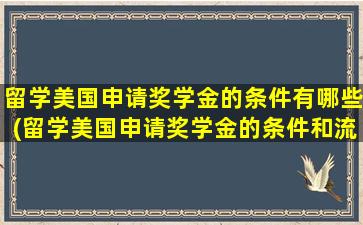 留学美国申请奖学金的条件有哪些(留学美国申请奖学金的条件和流程)