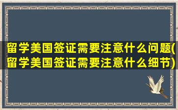 留学美国签证需要注意什么问题(留学美国签证需要注意什么细节)