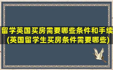 留学英国买房需要哪些条件和手续(英国留学生买房条件需要哪些)