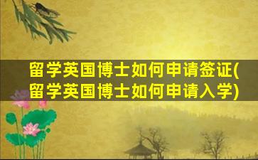 留学英国博士如何申请签证(留学英国博士如何申请入学)