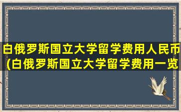 白俄罗斯国立大学留学费用人民币(白俄罗斯国立大学留学费用一览表)