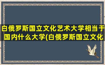 白俄罗斯国立文化艺术大学相当于国内什么大学(白俄罗斯国立文化艺术大学排名)