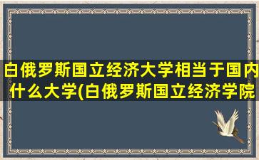 白俄罗斯国立经济大学相当于国内什么大学(白俄罗斯国立经济学院)