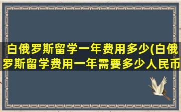 白俄罗斯留学一年费用多少(白俄罗斯留学费用一年需要多少人民币)