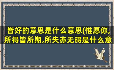 皆好的意思是什么意思(惟愿你,所得皆所期,所失亦无碍是什么意思)