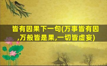 皆有因果下一句(万事皆有因,万般皆是果,一切皆虚妄)