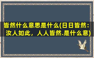 皆然什么意思是什么(日日皆然：汝人如此，人人皆然.是什么意)