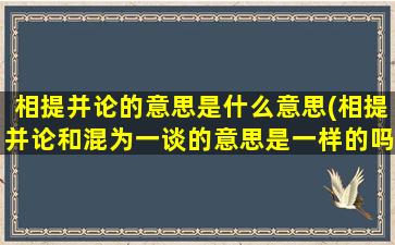 相提并论的意思是什么意思(相提并论和混为一谈的意思是一样的吗)