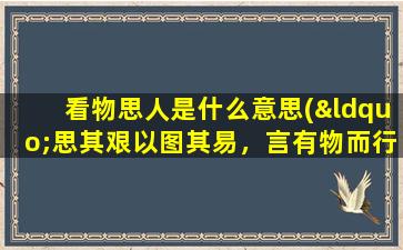 看物思人是什么意思(“思其艰以图其易，言有物而行有恒”何意)