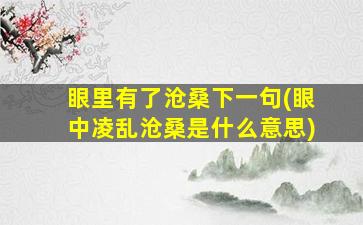 眼里有了沧桑下一句(眼中凌乱沧桑是什么意思)