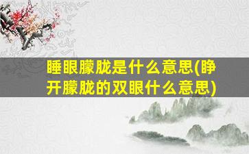 睡眼朦胧是什么意思(睁开朦胧的双眼什么意思)