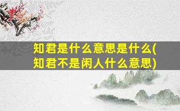 知君是什么意思是什么(知君不是闲人什么意思)