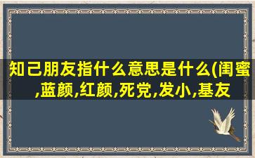 知己朋友指什么意思是什么(闺蜜,蓝颜,红颜,死党,发小,基友,知己,各什么意思)