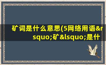 矿词是什么意思(5网络用语’矿‘是什么意思)