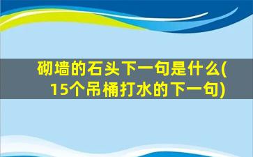 砌墙的石头下一句是什么(15个吊桶打水的下一句)