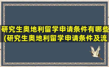 研究生奥地利留学申请条件有哪些(研究生奥地利留学申请条件及流程)