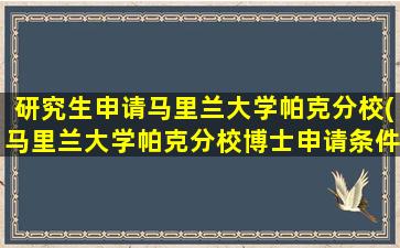 研究生申请马里兰大学帕克分校(马里兰大学帕克分校博士申请条件)