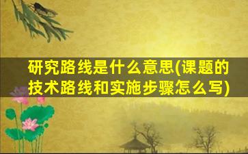 研究路线是什么意思(课题的技术路线和实施步骤怎么写)