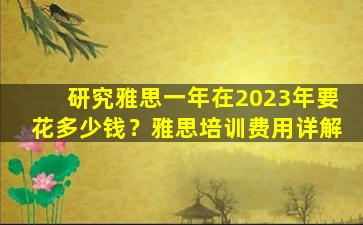 研究雅思一年在2023年要花多少钱？雅思培训费用详解