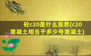 砼c20是什么意思(c20混凝土相当于多少号混凝土)