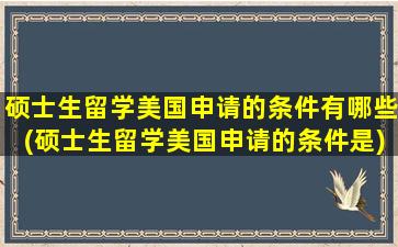 硕士生留学美国申请的条件有哪些(硕士生留学美国申请的条件是)