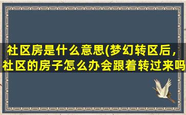 社区房是什么意思(梦幻转区后，社区的房子怎么办会跟着转过来吗)