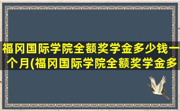 福冈国际学院全额奖学金多少钱一个月(福冈国际学院全额奖学金多少钱啊)