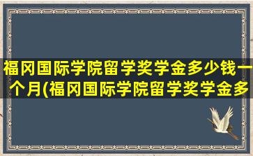 福冈国际学院留学奖学金多少钱一个月(福冈国际学院留学奖学金多少钱啊)