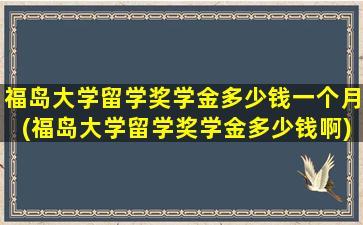 福岛大学留学奖学金多少钱一个月(福岛大学留学奖学金多少钱啊)