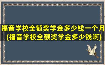 福音学校全额奖学金多少钱一个月(福音学校全额奖学金多少钱啊)