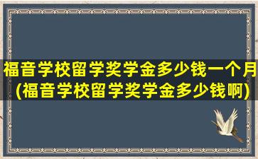 福音学校留学奖学金多少钱一个月(福音学校留学奖学金多少钱啊)