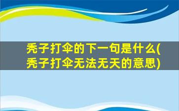 秃子打伞的下一句是什么(秃子打伞无法无天的意思)