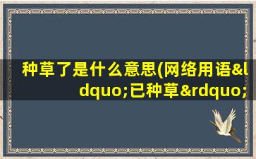 种草了是什么意思(网络用语“已种草”什么意思)