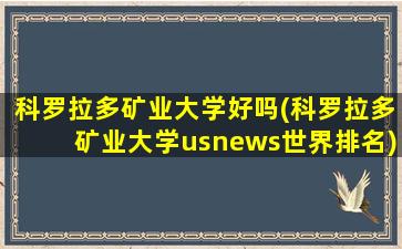 科罗拉多矿业大学好吗(科罗拉多矿业大学usnews世界排名)