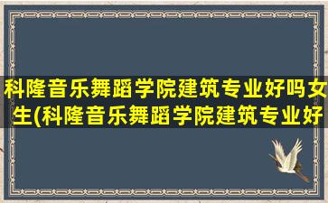 科隆音乐舞蹈学院建筑专业好吗女生(科隆音乐舞蹈学院建筑专业好吗)