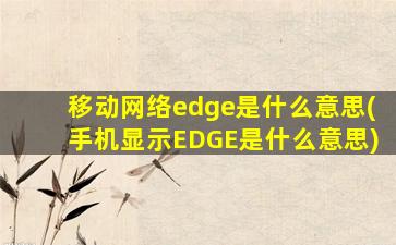 移动网络edge是什么意思(手机显示EDGE是什么意思)