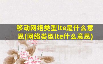 移动网络类型lte是什么意思(网络类型lte什么意思)