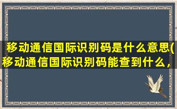 移动通信国际识别码是什么意思(移动通信国际识别码能查到什么，被别人知道了对你没有影响)