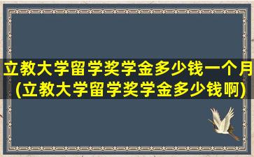 立教大学留学奖学金多少钱一个月(立教大学留学奖学金多少钱啊)