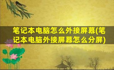 笔记本电脑怎么外接屏幕(笔记本电脑外接屏幕怎么分屏)