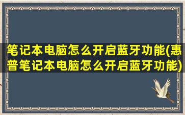 笔记本电脑怎么开启蓝牙功能(惠普笔记本电脑怎么开启蓝牙功能)