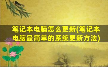 笔记本电脑怎么更新(笔记本电脑最简单的系统更新方法)