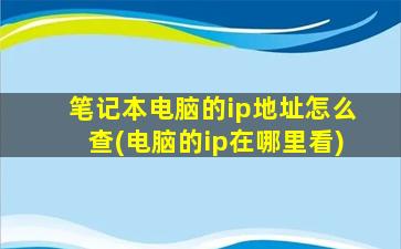 笔记本电脑的ip地址怎么查(电脑的ip在哪里看)