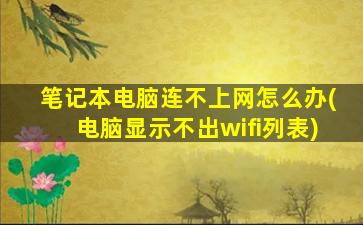 笔记本电脑连不上网怎么办(电脑显示不出wifi列表)