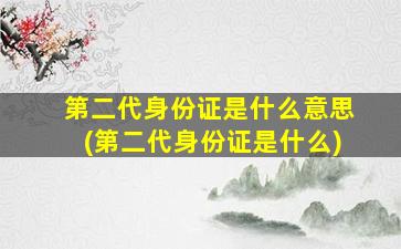 第二代身份证是什么意思(第二代身份证是什么)